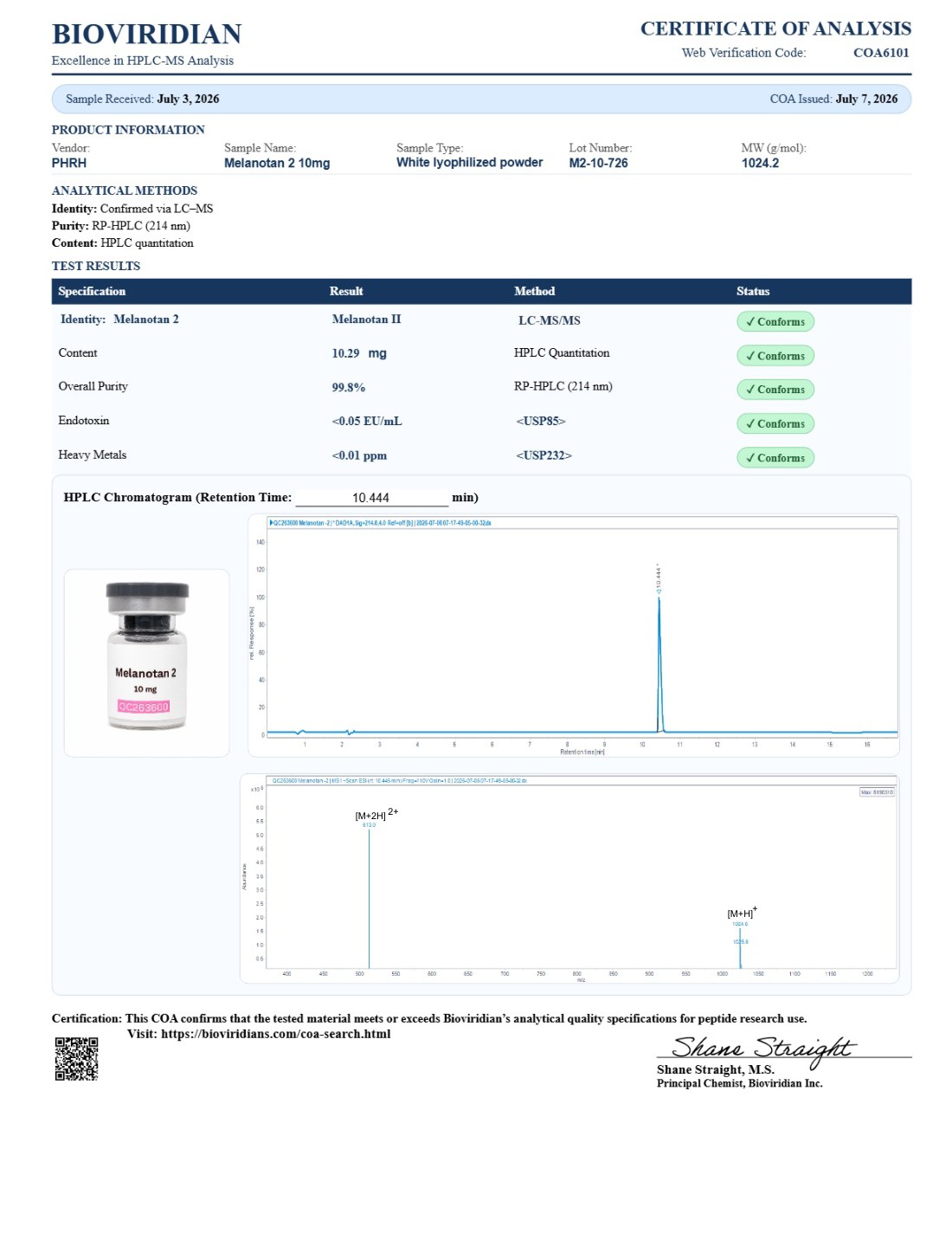 Melanotan 2 – 10mg — 10mg certificate